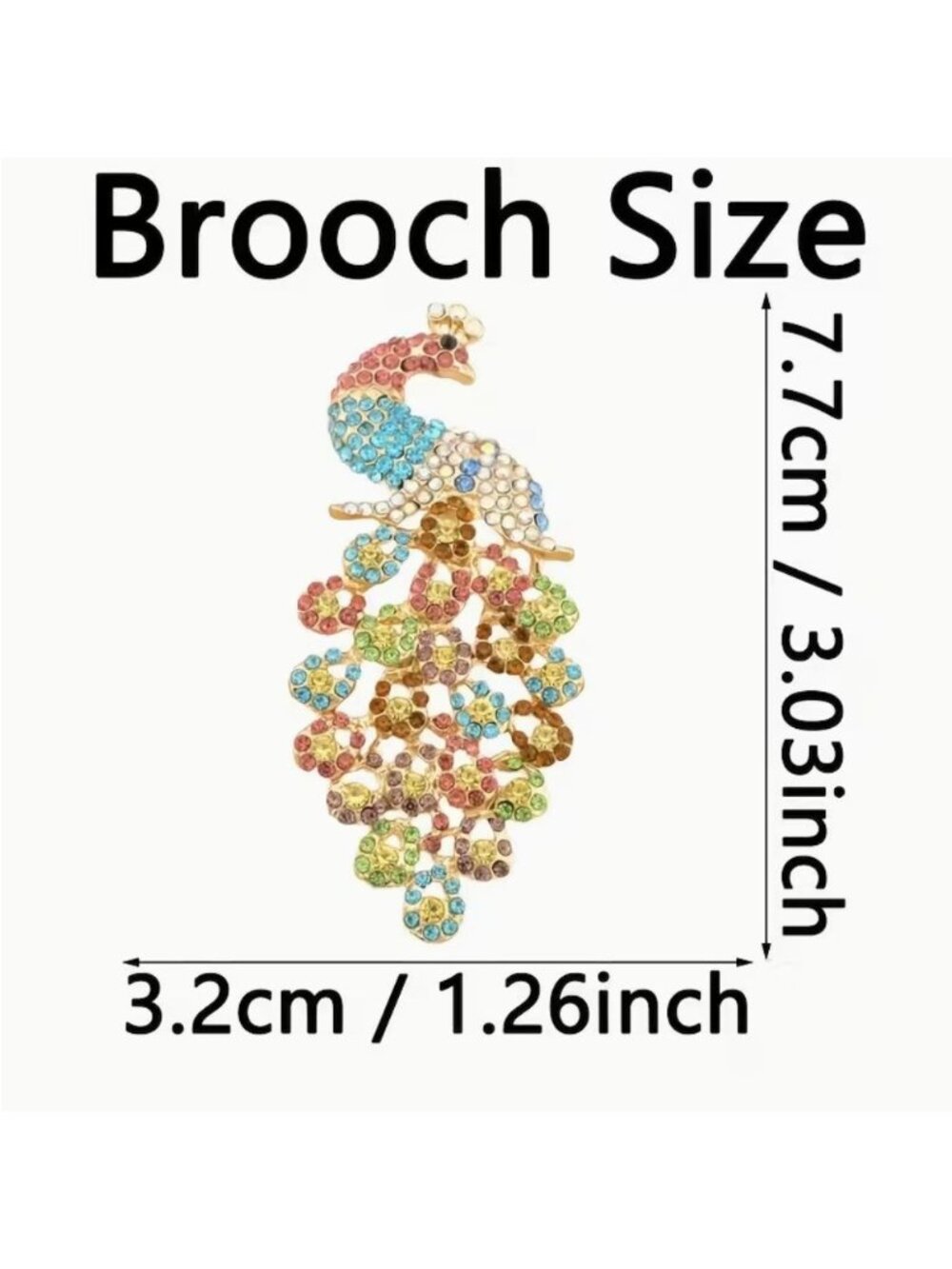 Brooch Blue Crystal Peacock Gold Tone - Picture 2 of 2